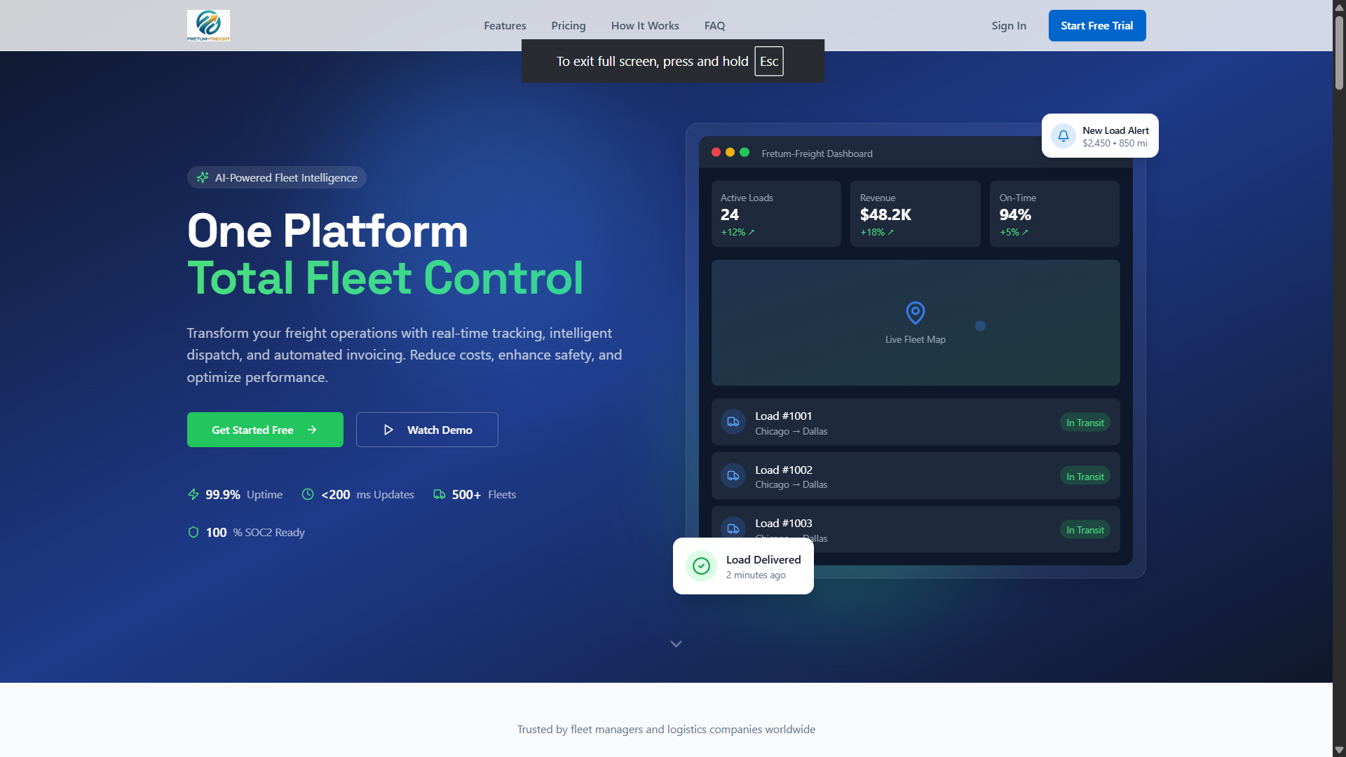 Fretum-Freight TMS Dashboard
